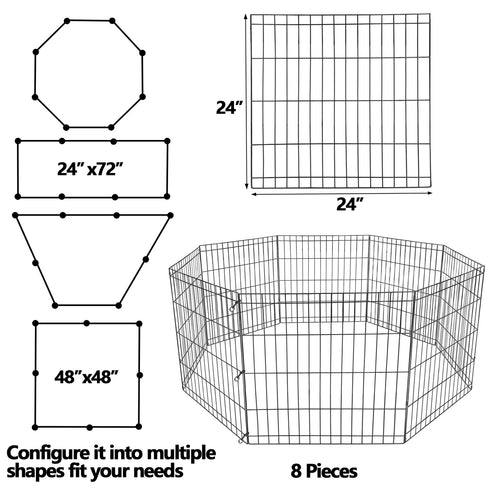24 Inch Dog Playpen 8 Panels Tall Large Crate Fence Pet Puppy Pen Exercise Cage