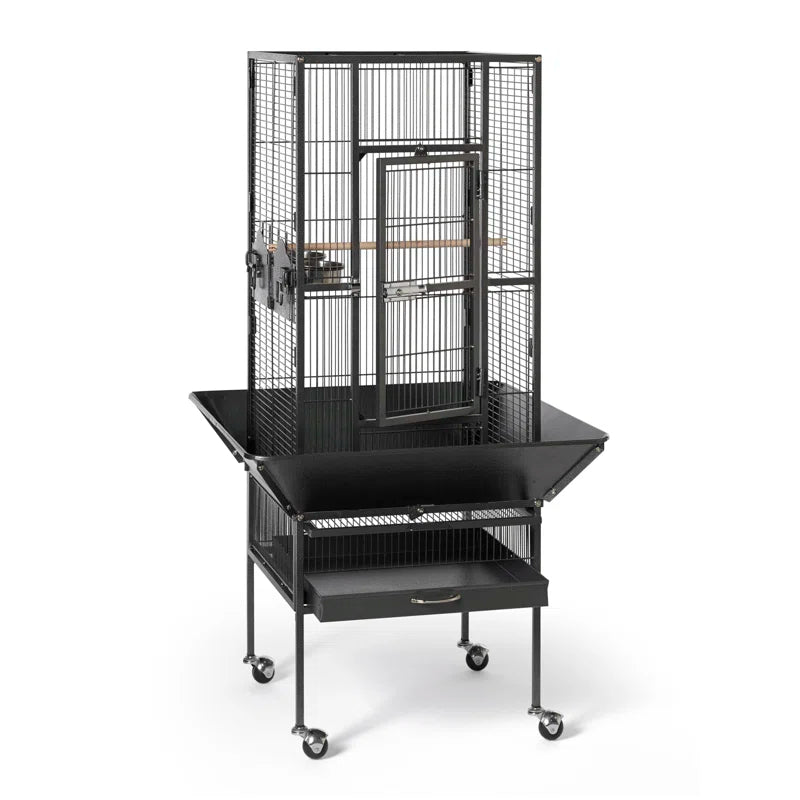 Hester Steel Flat Top Floor Bird Cage with Wheels