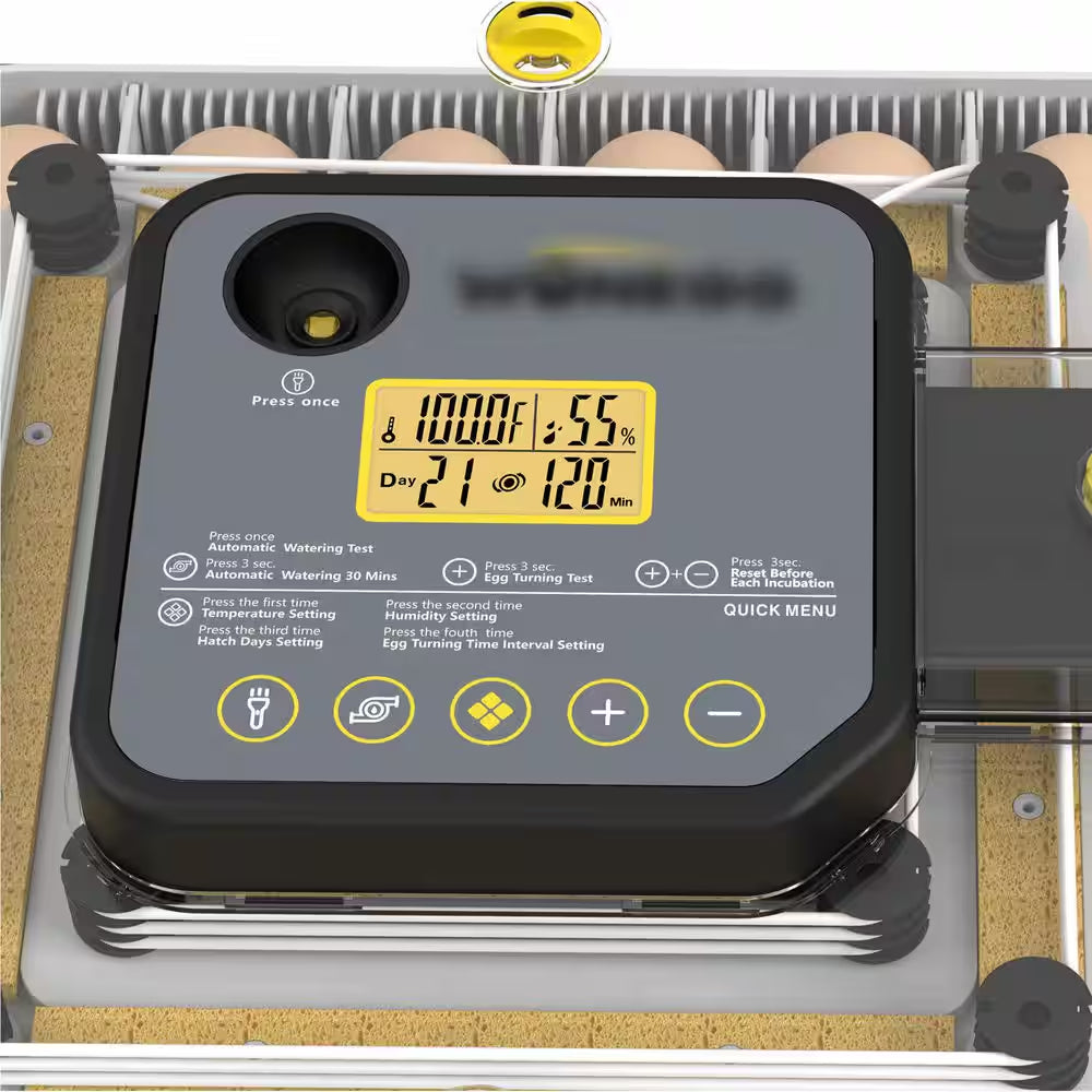 16.14 In. X 16.14 In. 48-Egg LED Cold-Light Poultry Incubator Temperature Display Humidity Control and Water Serving