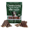 Country Living 6” Gullet Flats Dog Treats – 20 Count Bag – All-Natural Beef Esophagus Chews – High-Protein, Easily