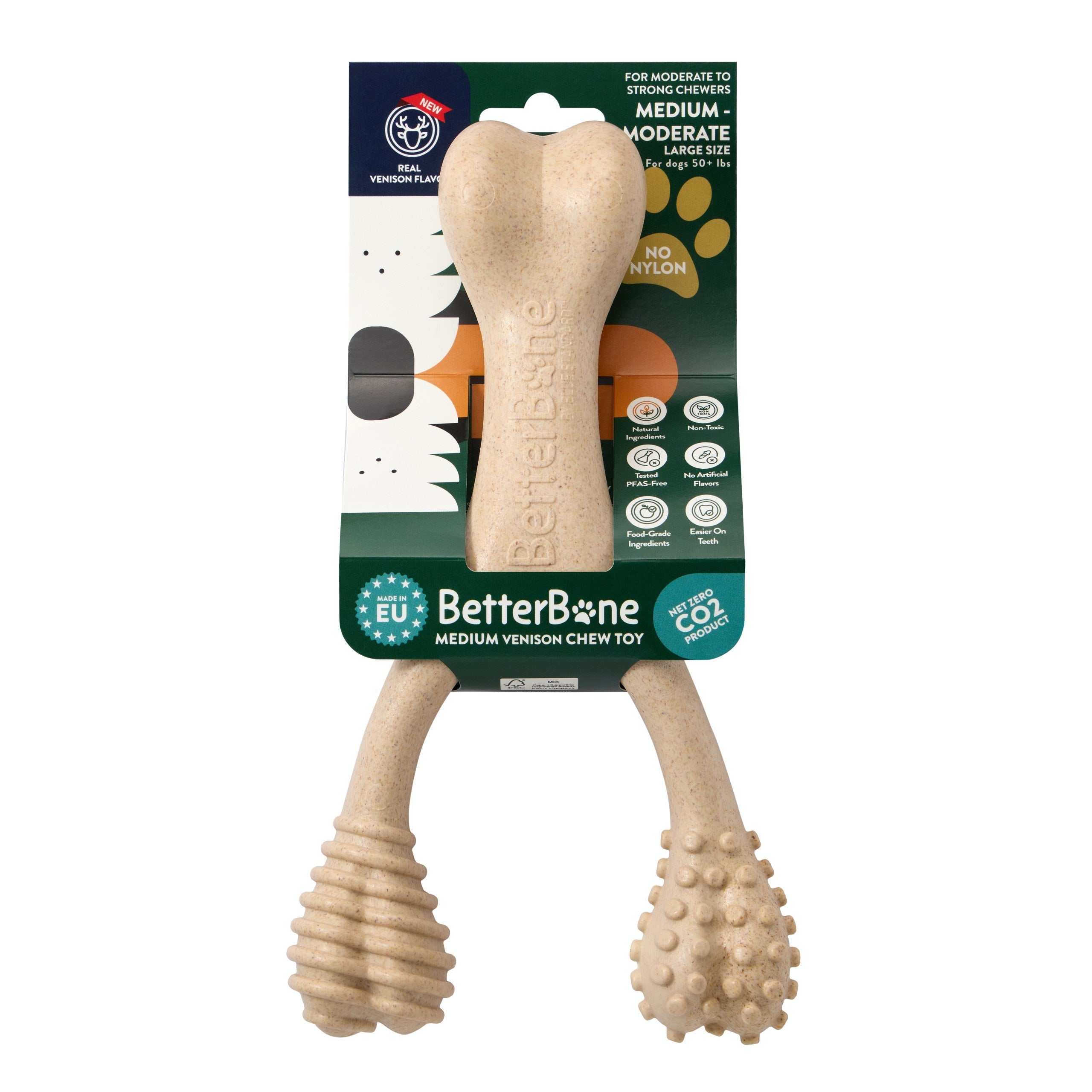 BetterBone MODERATE Durability CHEW TOY: Perfect Chew for Everyday Chewers | Naturally Derived Ingredients, Eco-Friendly, Non-Toxic